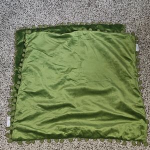 2 Ashler Grass Green Velvet Throw Pillow Covers with Pom-Poms Boho